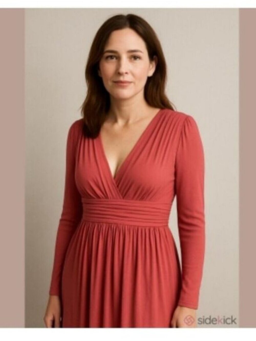 ROBERT RODRIGUEZ | Long Sleeve V-Neck Jersey Dress Dusty Rose Sz 4